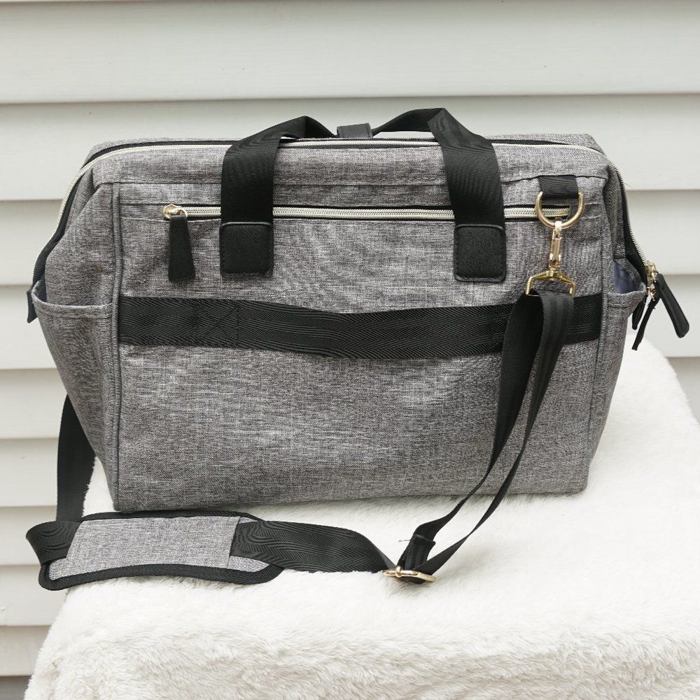 Ruvalino Grey Black Carryall Travel Tote Diaper Bag - Picture 7 of 15